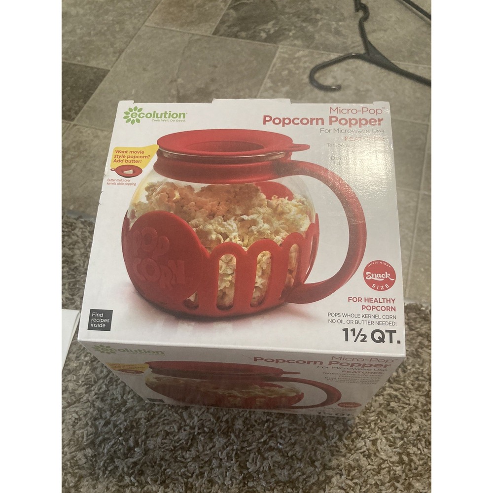 Ecolution Microwave Micro-Pop Popcorn Popper - 3-in-1 Lid - 1.5Qt
